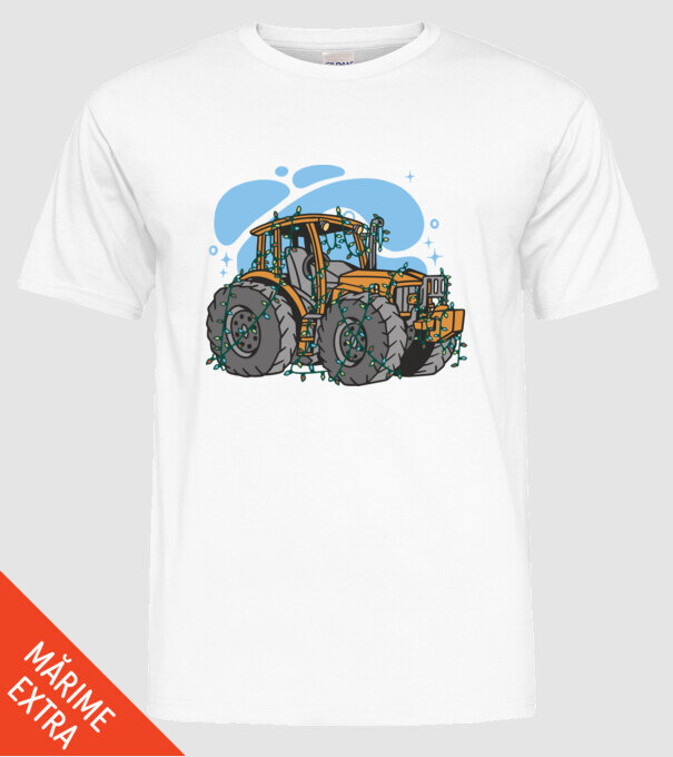 TRACTOR model alb pe tricou