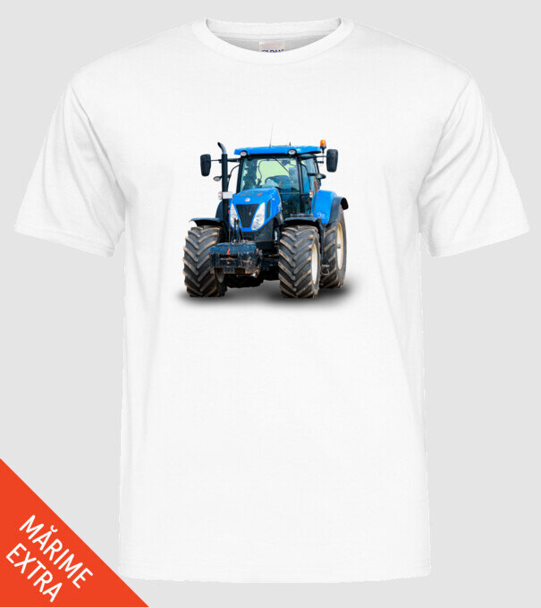 TRACTOR model alb pe tricou