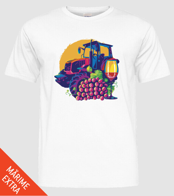 TRACTOR model alb pe tricou