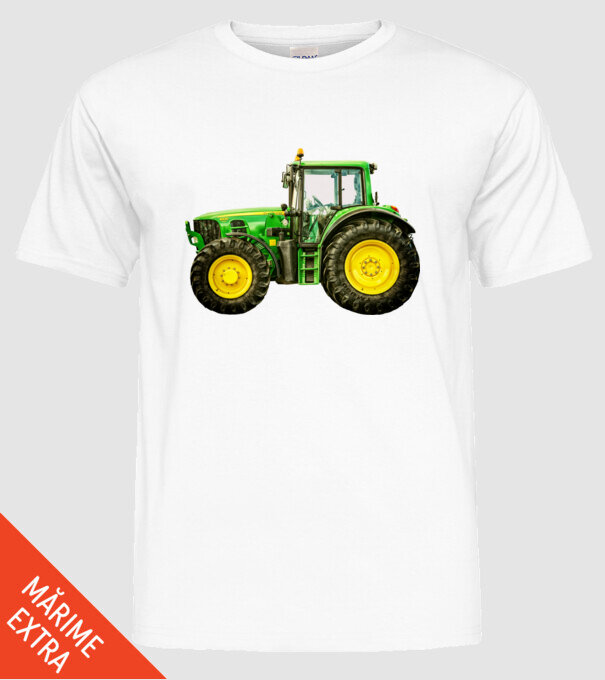 TRACTOR model alb pe tricou