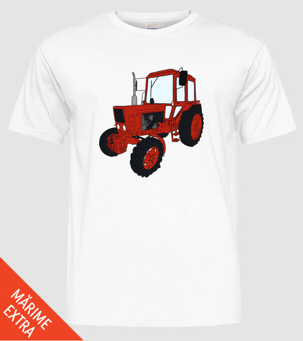 TRACTOR model alb pe tricou