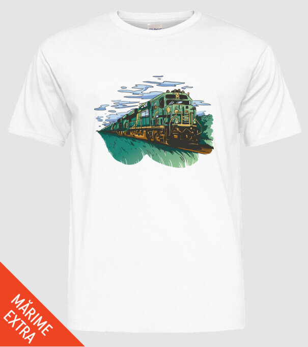 Trenuri model alb pe tricou