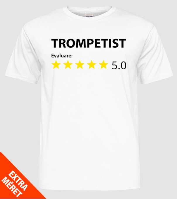trompetist evaluare model alb pe tricou