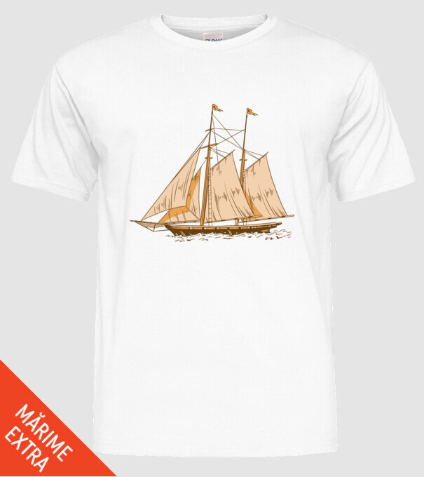 Vapoare model alb pe tricou