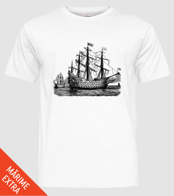 Vapoare model alb pe tricou