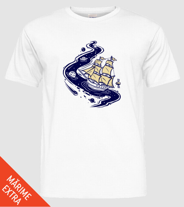 Vapoare model alb pe tricou
