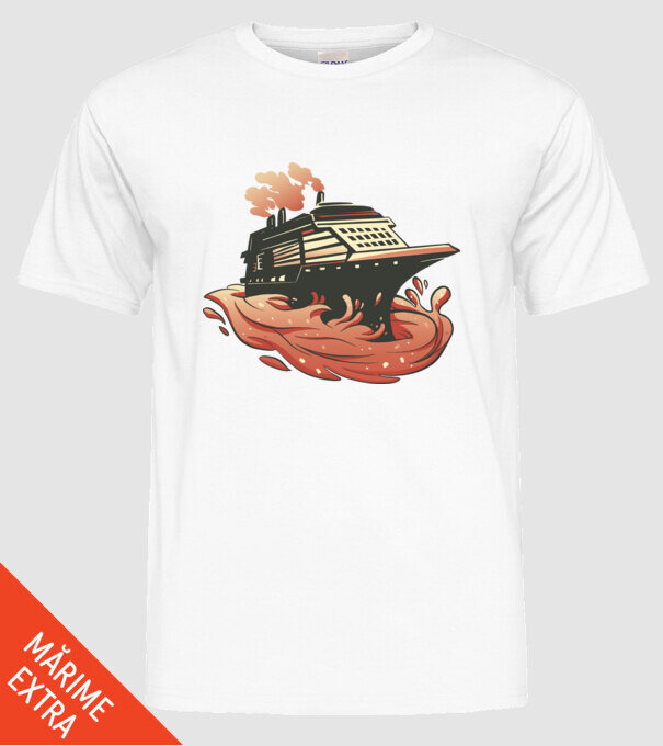 Vapoare model alb pe tricou