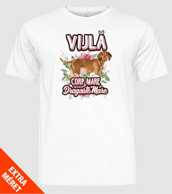 vijlă - corp mare, dragoste mare model alb pe tricou