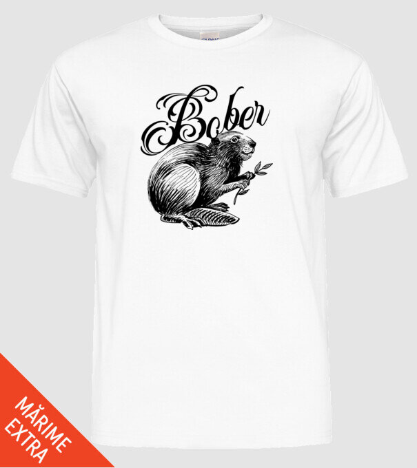 Vintage Bober model alb pe tricou