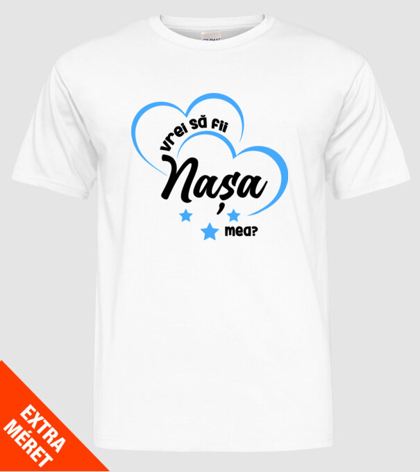 Vrei să fii nașa mea? model alb pe tricou