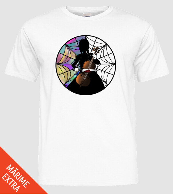 Wednesday Addams Cello - Enid room model alb pe tricou