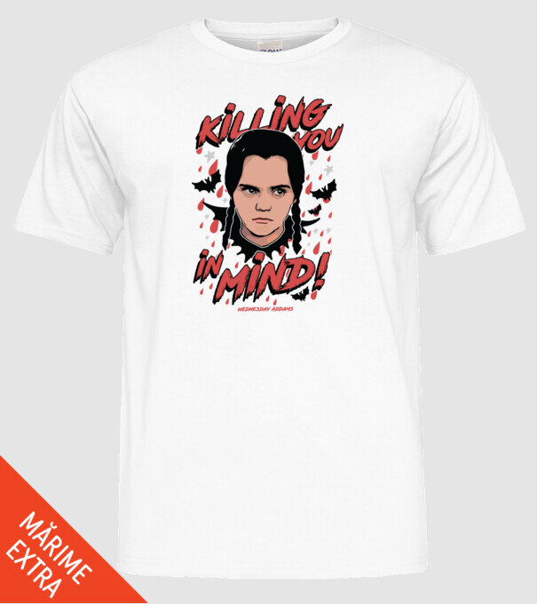 WEDNESDAY Killing You in my mind model alb pe tricou