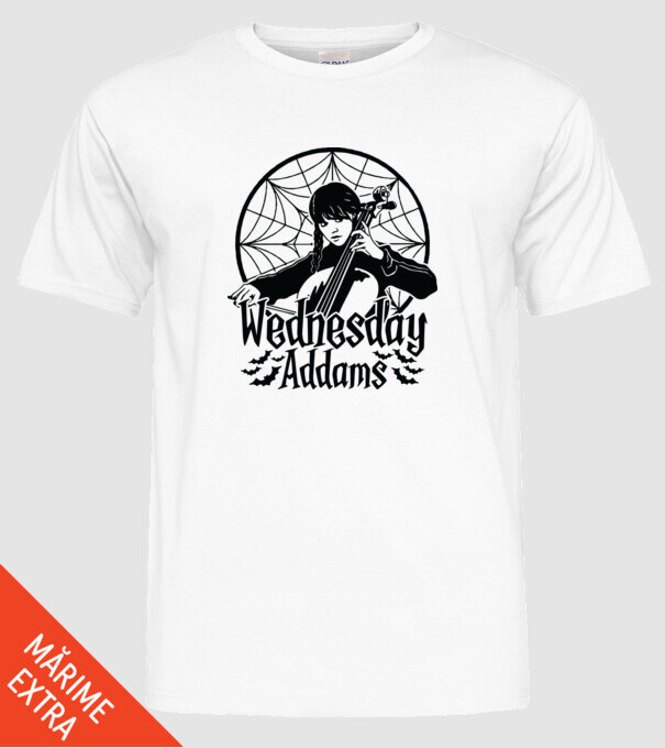 Wednesday Window model alb pe tricou