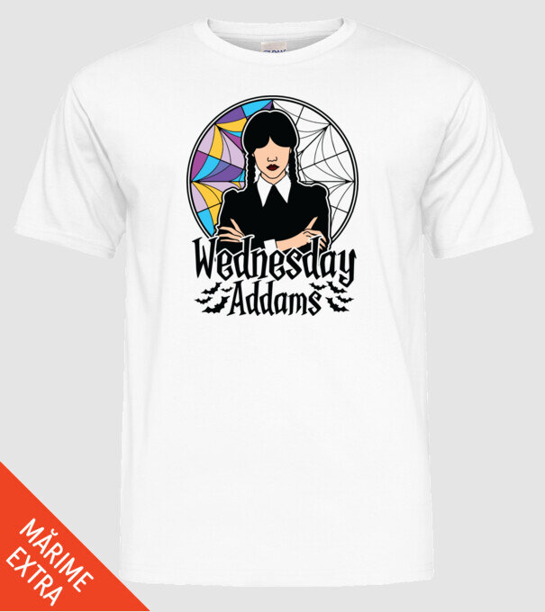 Wednesday Window colorful model alb pe tricou