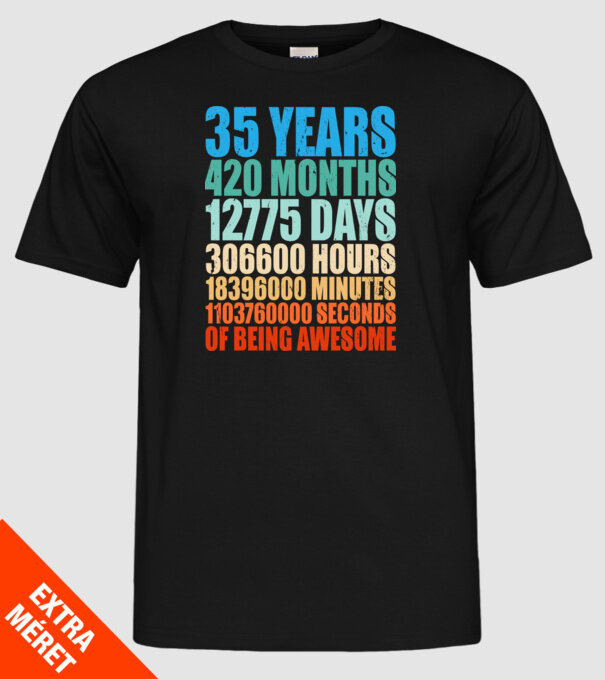 35 years of being awesome model negru pe tricou