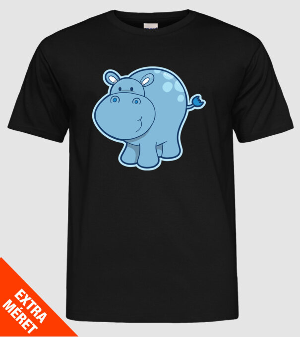Cartoon hippo model negru pe tricou