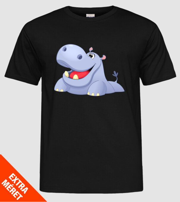 Cute Hippo model negru pe tricou