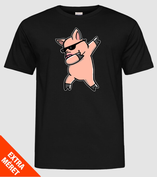 Porc dab model negru pe tricou