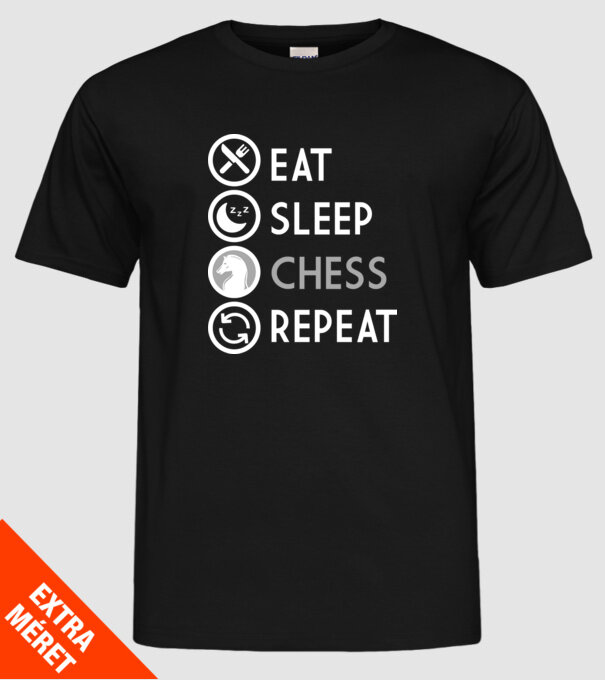 eat sleep chess model negru pe tricou