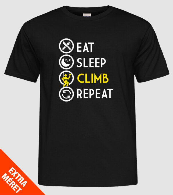 Eat sleep climb model negru pe tricou