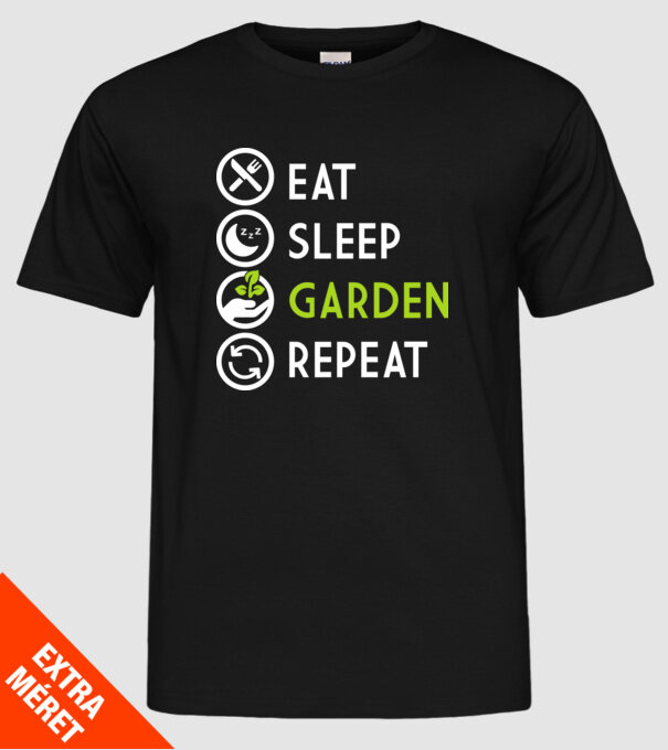 Eat sleep garden repeat model negru pe tricou
