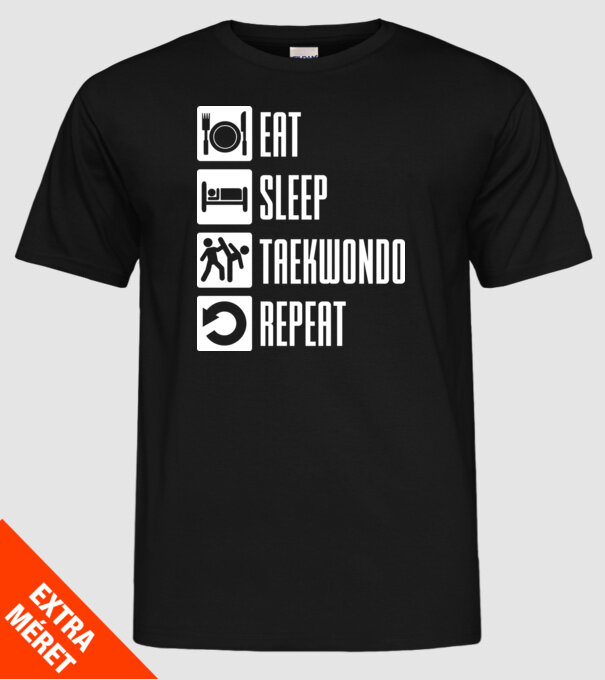Eat sleep taekwondo model negru pe tricou
