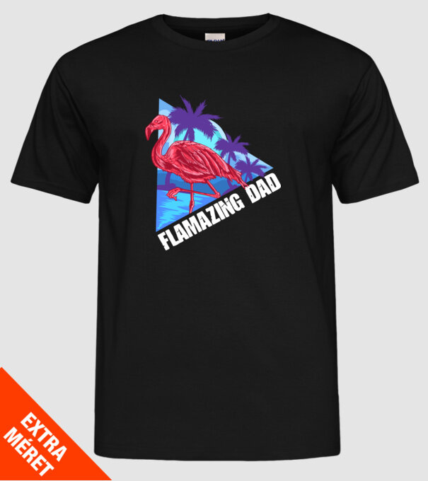 Flamingo dad model negru pe tricou