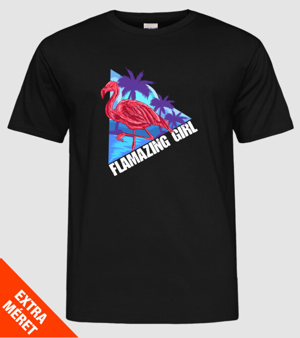 Flamingo girl model negru pe tricou