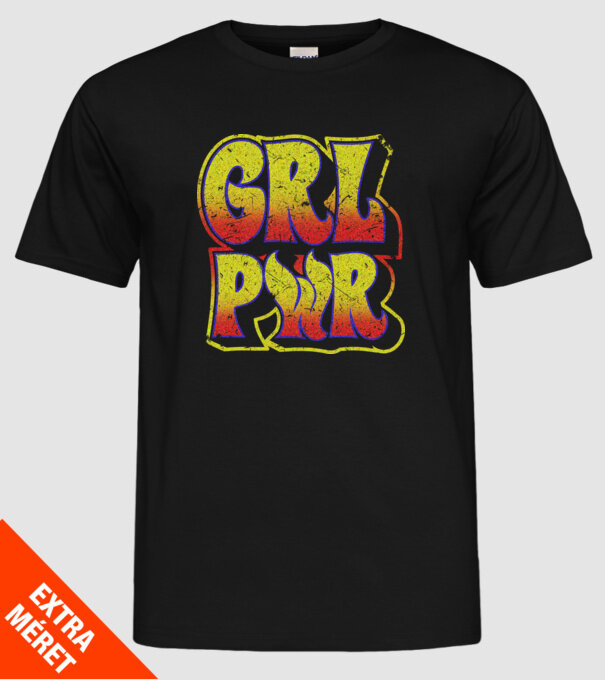 Girl Power retro model negru pe tricou