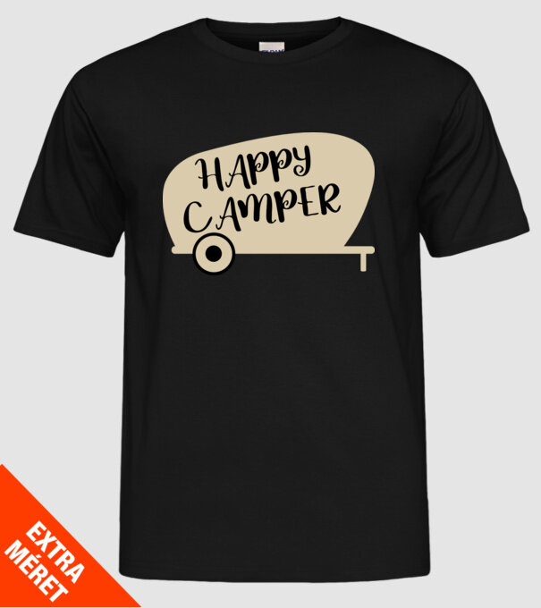 Happy camper text model negru pe tricou