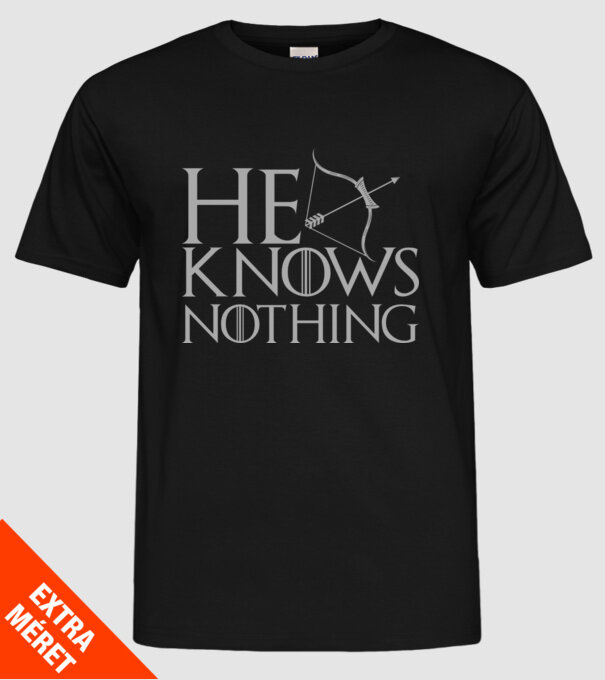 Cuplu He knows nothing model negru pe tricou