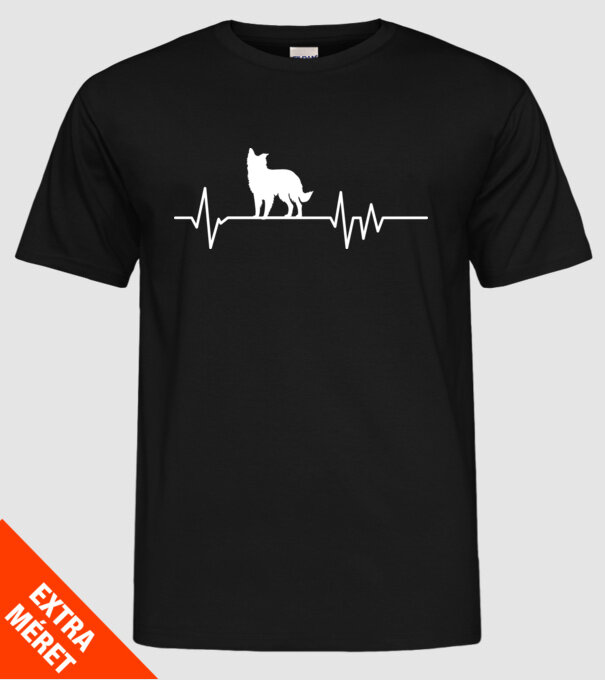 Heartbeat silueta Border collie model negru pe tricou