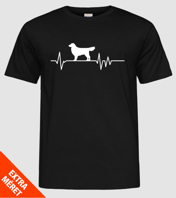 Heartbeat silueta Golden retriever model negru pe tricou