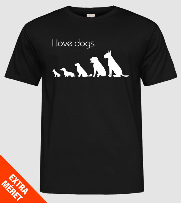 I love dogs model negru pe tricou