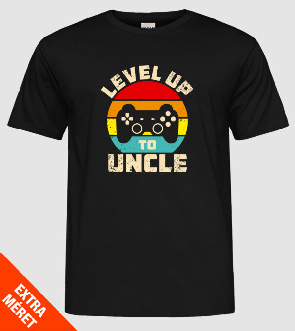 Level Up Uncle model negru pe tricou