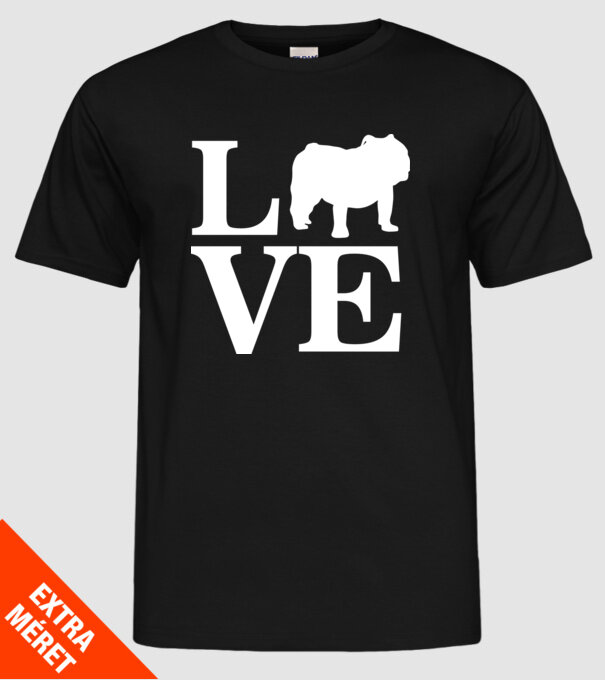 LOVE BULDOG ENGLEZESC model negru pe tricou