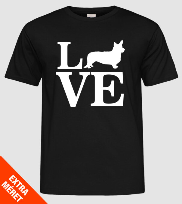 LOVE CORGIE model negru pe tricou