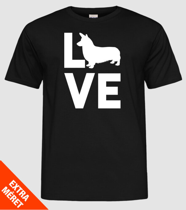 LOVE Corgie model negru pe tricou
