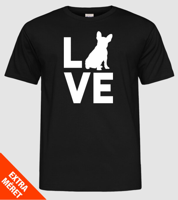 LOVE Bulldog francez model negru pe tricou