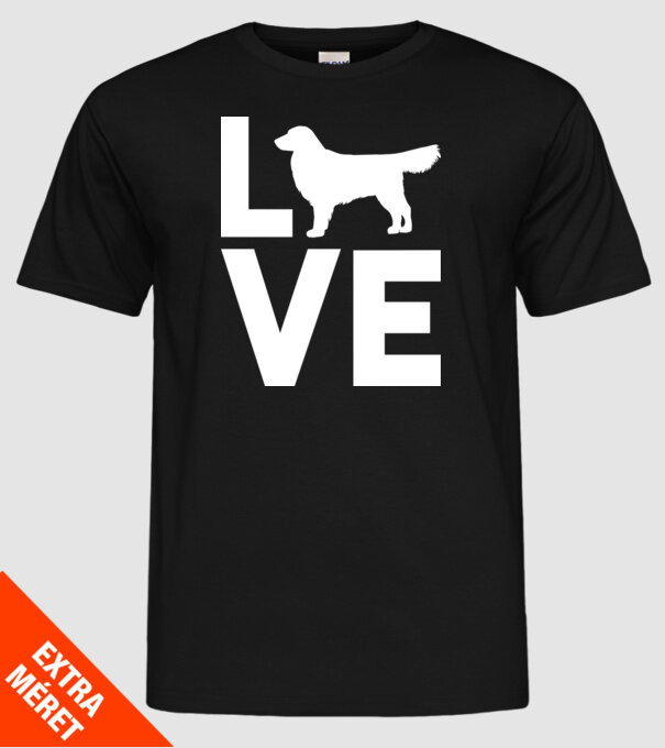 LOVE Golden Retriever model negru pe tricou