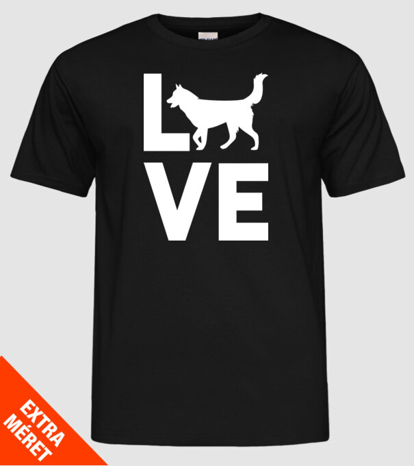 LOVE Husky model negru pe tricou