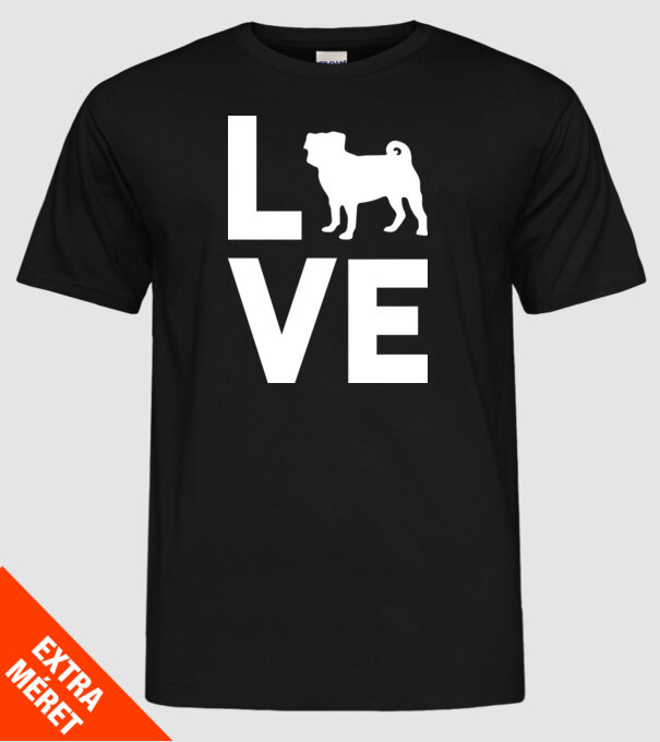 LOVE Mops model negru pe tricou