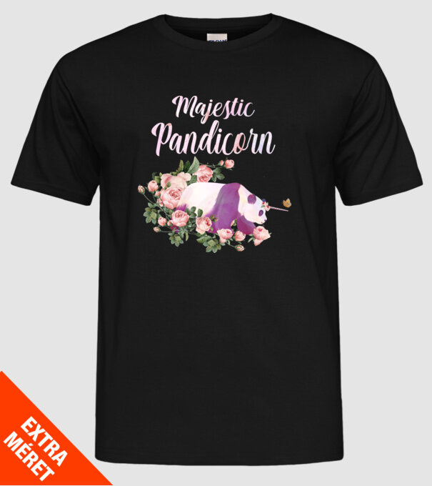 Majestic pandicorn model negru pe tricou