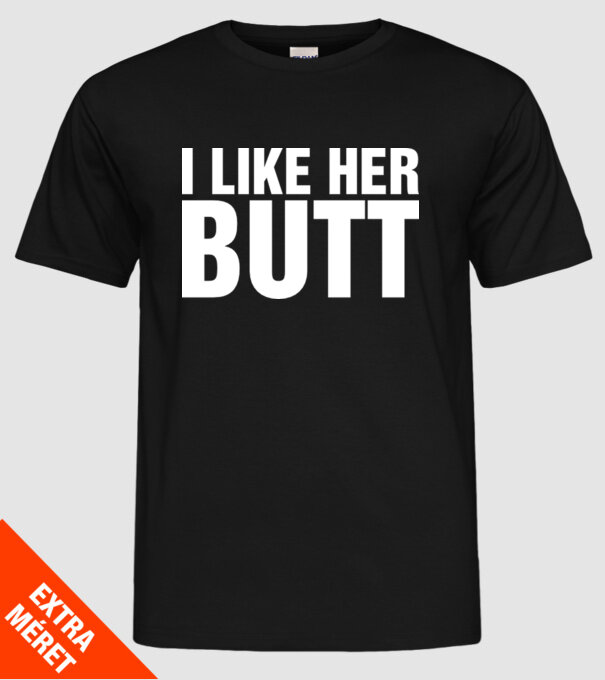 Motiv cuplu I like her butt model negru pe tricou
