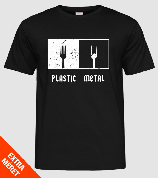 Plastic vs metal model negru pe tricou