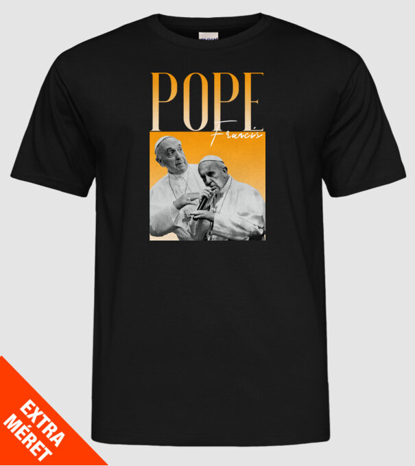 Pope Frances 90s poster model negru pe tricou