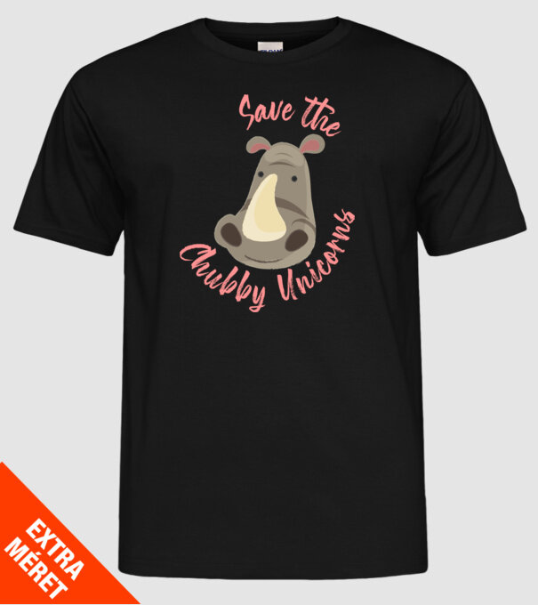 Save the chubby unicorns model negru pe tricou