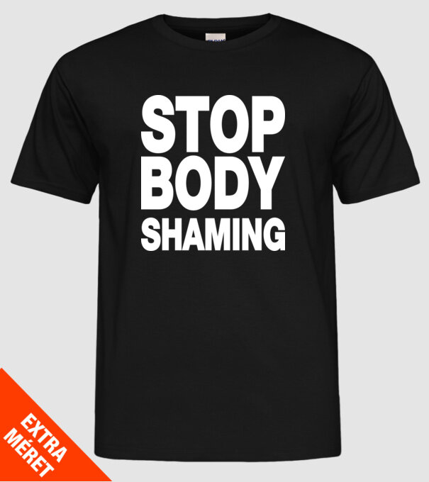 Stop body shaming helvetica model negru pe tricou