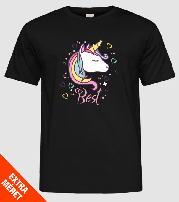 Unicorn Best model negru pe tricou