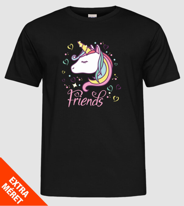 Unicorn Friend model negru pe tricou
